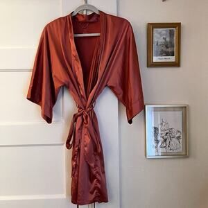 Sioro Salmon Pink Satin Lounge Robe with Tie